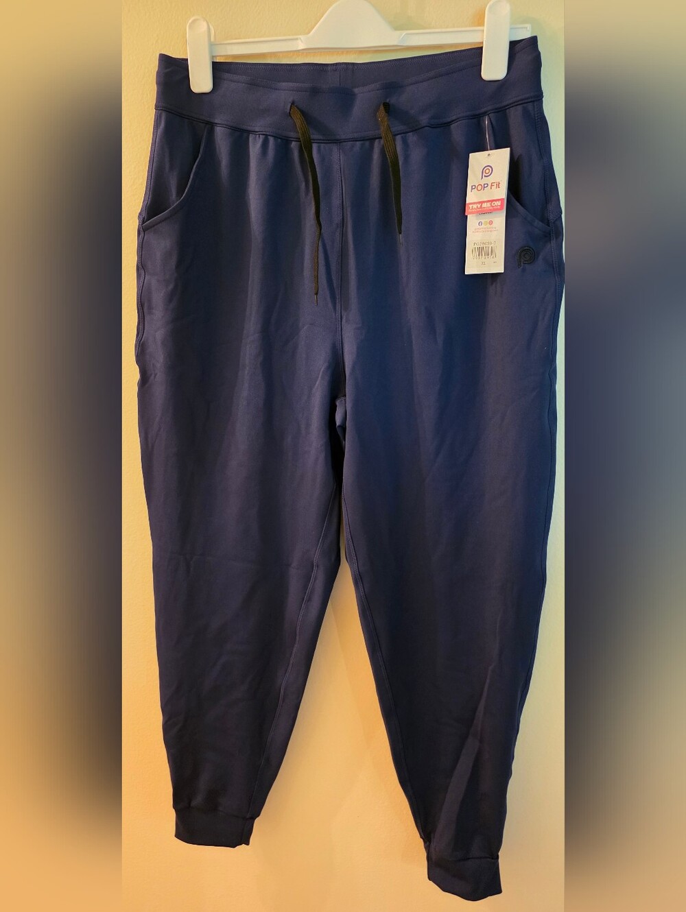 POP Fit Navy Blue Women's Jogger Track Pants w/Front Pockets (Size XL) Stretch